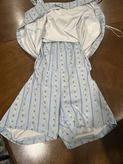 Karlie Blue White Striped Floral V-Neck Athletic Dress. Built in Shorts and Bra