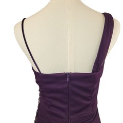Joanna Chen XSCAPE Size 4 Dark Purple Maxi Dress Beaded Accent Ruched USA Made