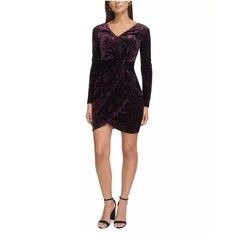 Guess purple crushed velvet long sleeve dress NWT size 16