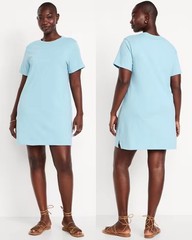 Old Navy Women&rsquo;s Vintage Crew-Neck Mini T-Shirt Dress Cool Rain Size Large