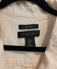 Tahari Beige Solid Collared Short Sleeve Button Front Pocket Shirt Dress M
