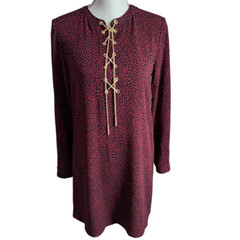 Michael Kors Jersey Dress Womens Small Ruby Red Black Gold Chain Stretch