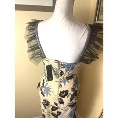 NWT Lulus Semi Sheer Mesh Floral Overlay Dress S Embroidery Beaded Formal Party