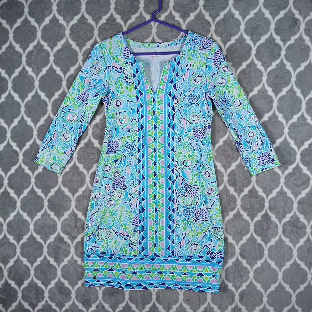 Lilly Pulitzer Dress Women Small Blue Green Nadine Chilly Lilly Beachy Tropical
