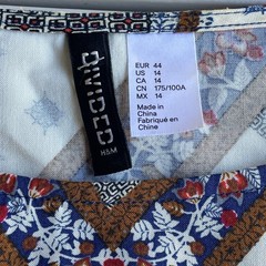Divided Size 14 Blue Paisley Patchwork Mini Dress Boho Festival Viscose