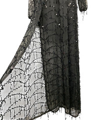 NWT Miss Ord Women size M Black Sequin Drop Sheer Maxi Dress Plunging V-Neck