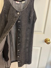 Levi&rsquo;s Women&rsquo;s Black Denim Button-Front Overall Mini Dress S Sleeveless
