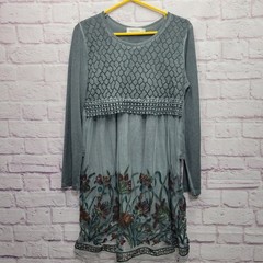 Simply Couture Floral Tunic Embroidered Dress M Mesh Fairy Artsy Boho Party