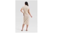 NEW W/TAG size LARGE Universal Thread midi shirt dress CREAM STRIPED WRAP