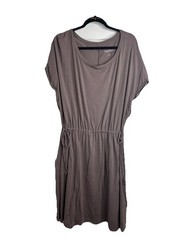 Anybody Knit Cinch Waist Dress, Taupe Cotton Modal, Knee Length Size XL