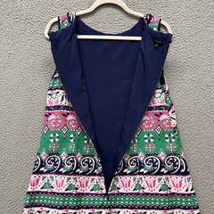 Talbots Dress Womens 12 Pink Striped Floral Paisley Sheath Fringe Trim Colorful