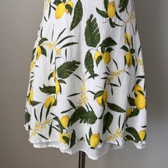 Pull&Bear Lemon Print Sweetheart Mini Dress White Yellow Green XL 9390/316/250
