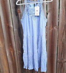 MEROKEETY Summer Halter Sundress Beach Vacation Flowy Tiered Swing Periwinkle S