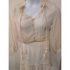 1240-Entro Cream Sheer Dress – Button down- Size S- NWT