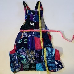 Patchwork Overall Bib Dress Handmade Tribal Maxi Festival Cotton Sz Small