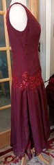 Party Dress Chiffon Sequined Lace Jacket Drop Waist Lined Sz 10 Handkerchief Hem