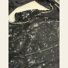 Black Silver Sequin Drop-Waist Flapper Mini Dress 1920s Art Deco Style Women&rsquo;s S