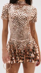 Akira NWOT High-end Barbiecore Gold Party Dress Princesscore Bodycon Skater S