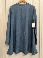 NWT En Creme Chambray L/S Dress Womens Large A Frame Western Cowgirl E3