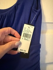 💙 NWT AB Studio Cobalt Blue Maxi Dress XS | Flowy Stretch Ruched Waist