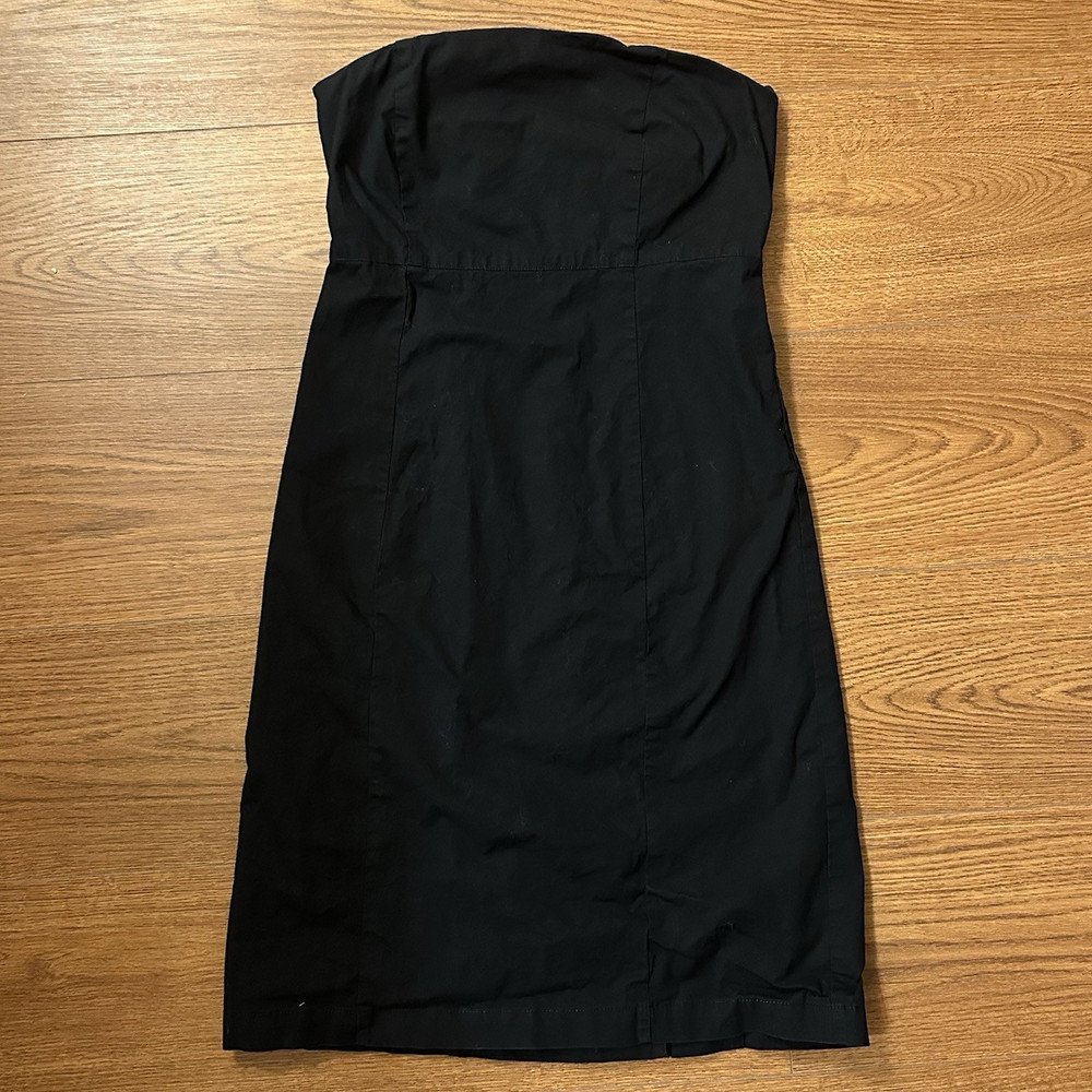 GAP Factory Store Black Solid Strapless Sheath Knee Dress Stretch Size 4