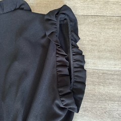 IRO Paris Hurray Ruffle Trimmed V Neck Black Midi Dress EU 40 US 8 Luxury $495