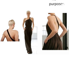 MATTEAU Australia Brown Lined Grecian Goddess Gown Dress 100% Viscose Size US 2