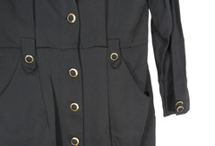 VTG DANNY & NICOLE Black BUTTON-DOWN Pleated SIDE POCKETS Sheath Dress Sz 12