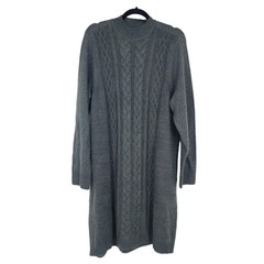 Torrid Mock Neck Mini Dress-Lurex Cable Knit Grey Sweater Dress Size 2X