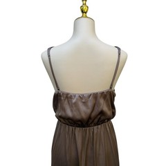 Abercrombie & Fitch Draped Satin Midi Dress XLP Taupe Brown Surplice NEW Party