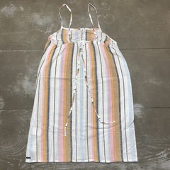 Billabong White Pink Grey Striped Loose Sun Dress Summer Adjustable NWT XS