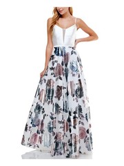 SAY YES TO THE Womens Fit + Flare Dress Ivory Spaghetti Strap Juniors 1