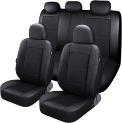 Leather and Mesh Car Seat Cover Full Set in 9Pcs Universal Fit for Cars Trucks V