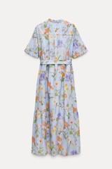 NWT_ZARA SS24 FLORAL PRINT DRESS ZW COLLECTION BLUE | 2183/073_SIZE XS-L