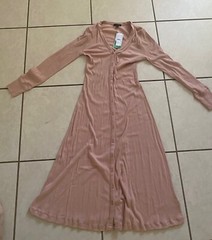 NWT J. CREW Ribbed Button-Front Sheath Midi Dress Tencel Light Camel L Large