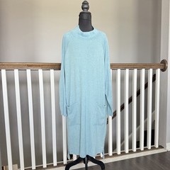Lisa Bayne Ribbed Mock Neck Sweater Dress XL Minimalist Modest Lagenlook USA