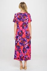 JOSTAR Slinky LONG DRESS Poly Spandex Knit PINK PURPLE Feather S M L XL 2X 3X