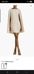 Lauren Ralph Lauren Cape Georgette Cocktail Dress Women&rsquo;s 16 Winter Cream Solid