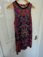 Ecote Size M Shift Dress Terracotta Blue Pink Floral Boho Rayon Urban Outfitters