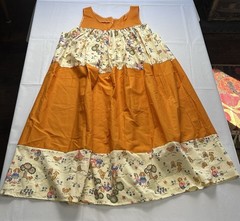 Handmade Adult Dress Medium Large Cottagecore Storybook Print Orange Cotton