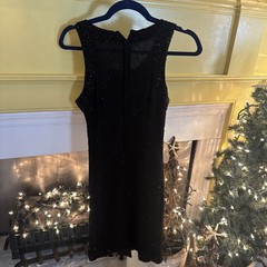 Black Beaded Formal Bodycon Vintage Dress By Laurence Kazar NY sz SM